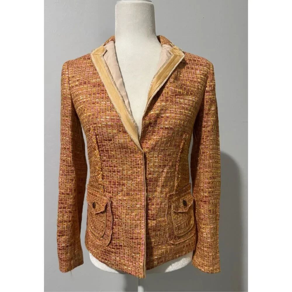 J. Crew collection tweed blazer linen blend 0